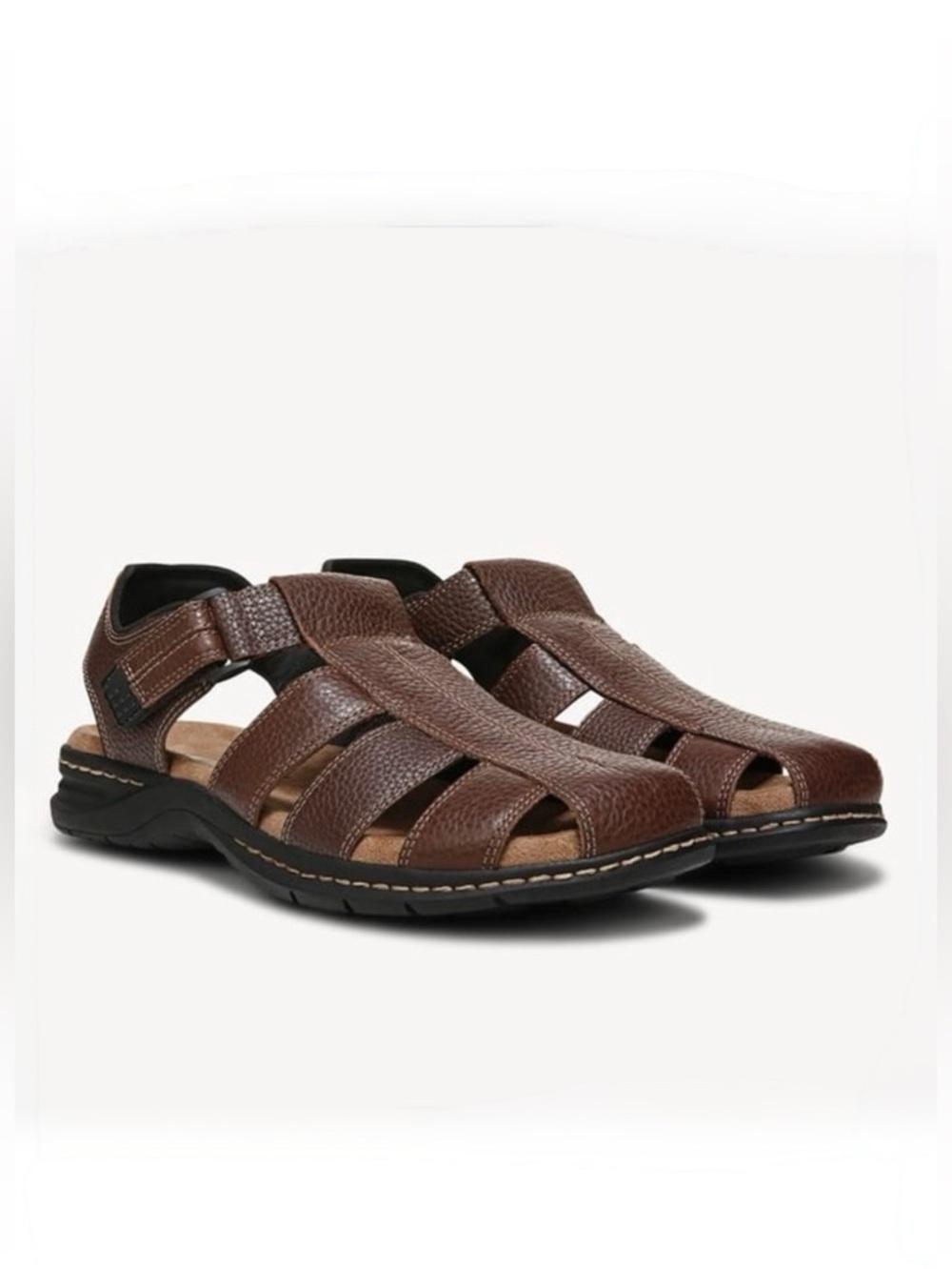 Dr. Scholl's Closed-Toe Pebbled Memory Foam Cool Fit Fisherman Sandals, Brown, 9